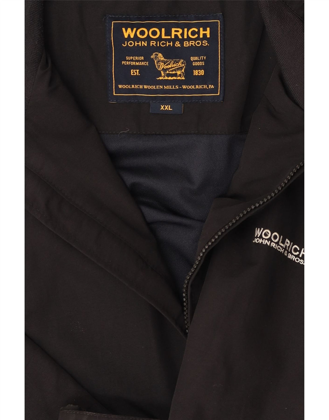 WOOLRICH Mens Windbreaker Jacket UK 44 2XL Black Vintage Woolrich and Second-Hand Woolrich from Messina Hembry 
