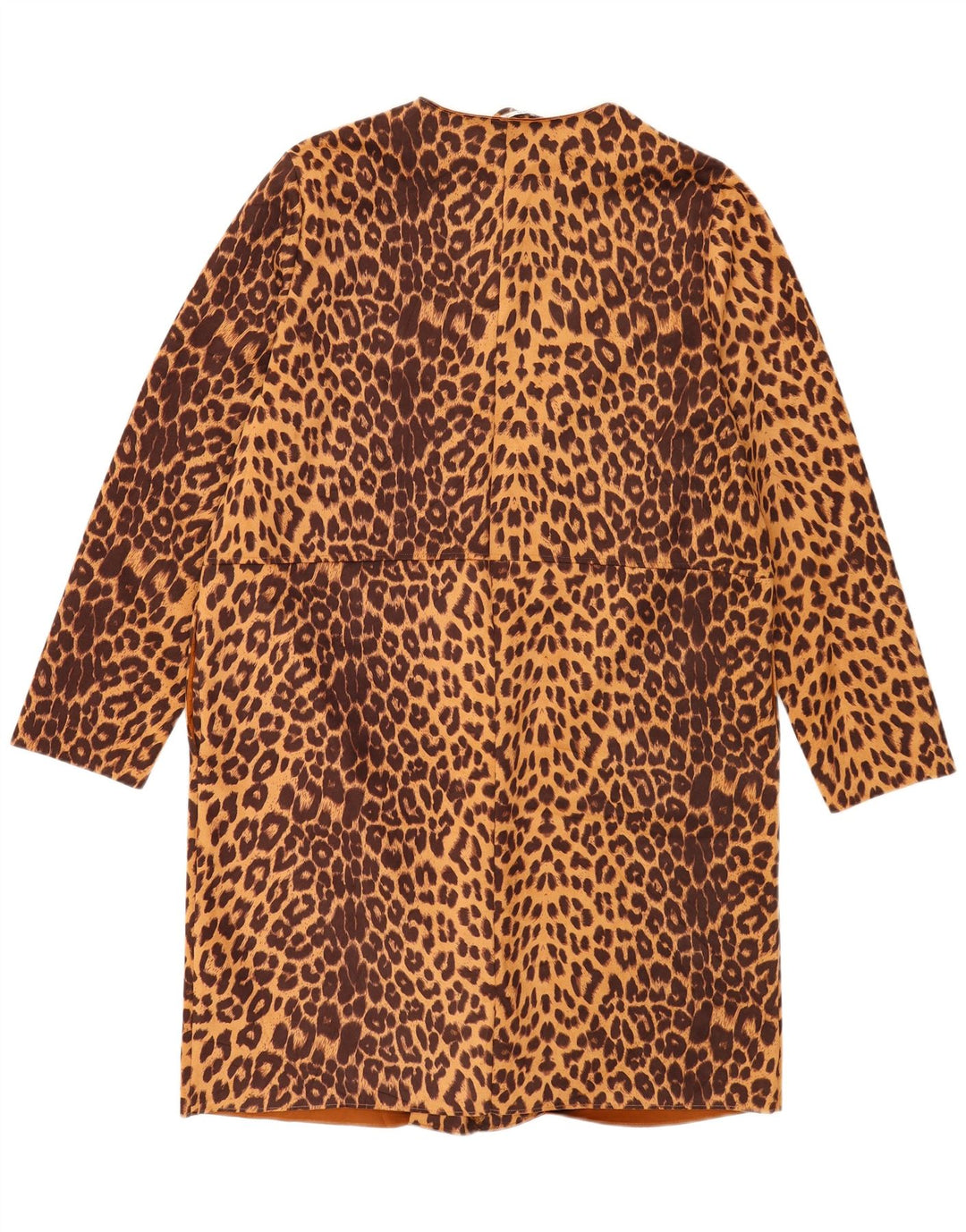 Zara Женское открытое пальто UK 18 XL Коричневое полиэстер с животным принтом
