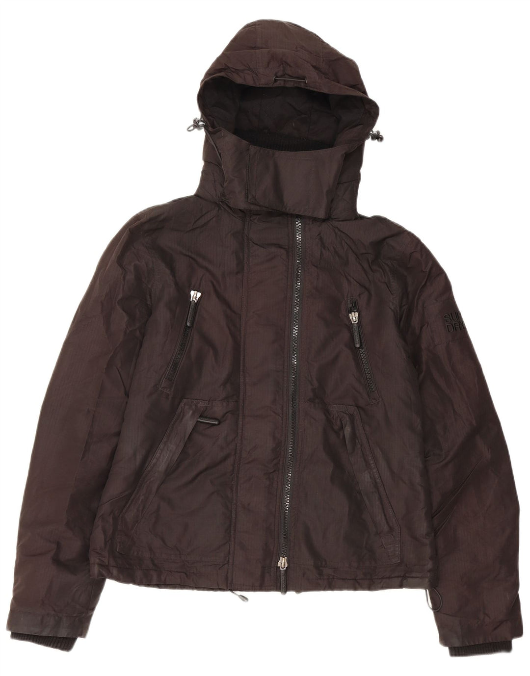 Женская ветровка с капюшоном Superdry UK 14, большой черный полиэстер