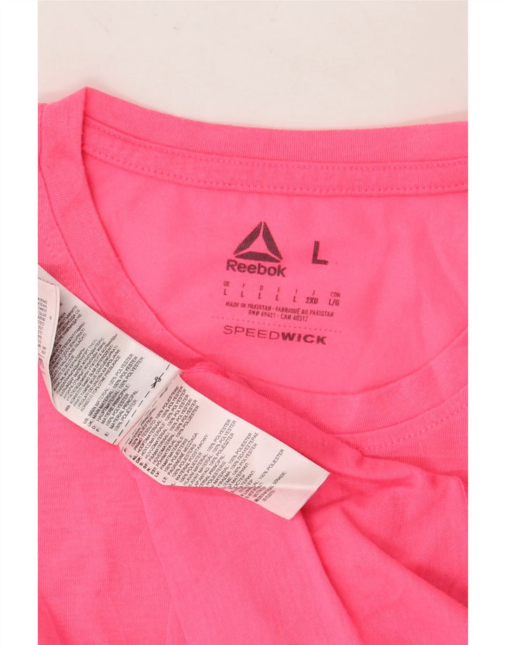 Мужская футболка Reebok с рисунком, большой розовый полиэстер