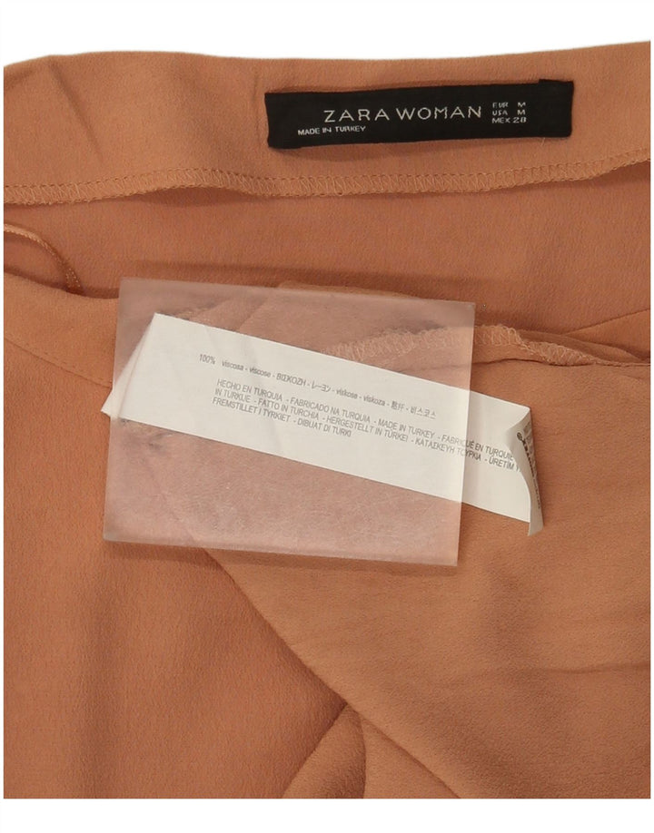 Женский топ Zara с длинным рукавом UK 12, средний коричневый, вискоза