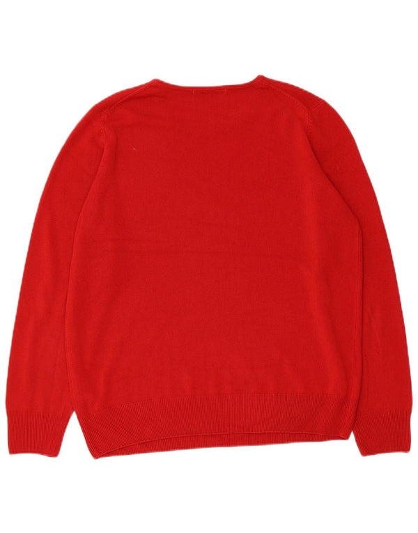 Женский джемпер с круглым вырезом Marks & Spencer UK 14, средний красный акрил