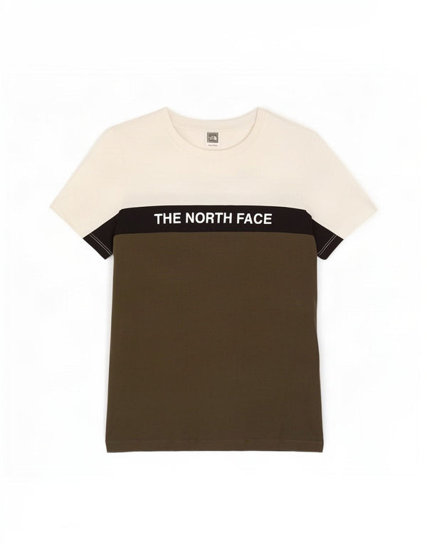 Футболка с рисунком The North Face для мальчиков, топ 11–12 лет, цвет хаки, крупный цветной блок