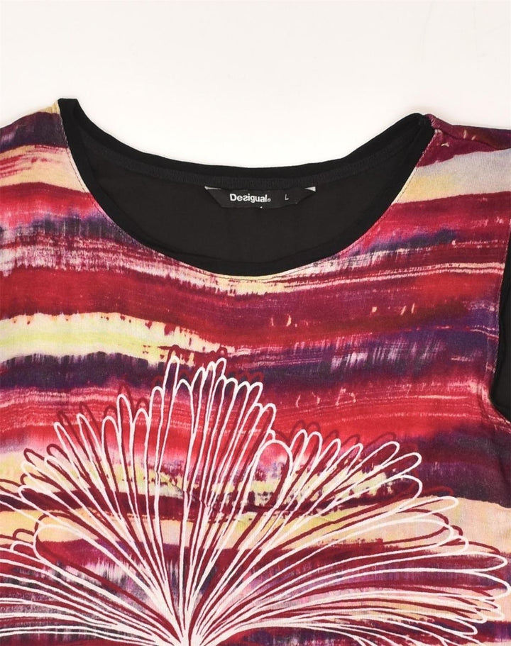 DESIGUAL Womens Sleeveless Blouse Top UK 14 Large Purple Striped Viscose | Vintage Desigual | Thrift | Second-Hand Desigual | Used Clothing | Messina Hembry 