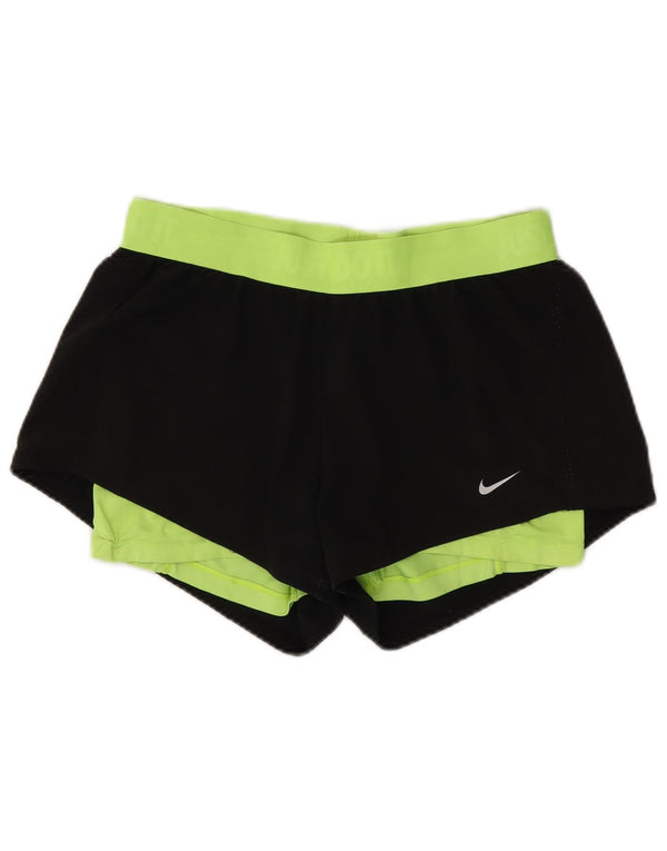 Nike Womens Dri Fit Sport Shorts UK 14 Medium Black Colourblock