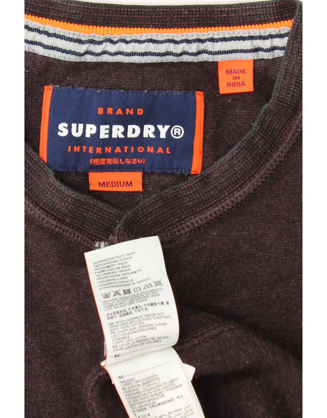 SUPERDRY Мужской топ с длинными рукавами, средний бордовый хлопок, хлопок