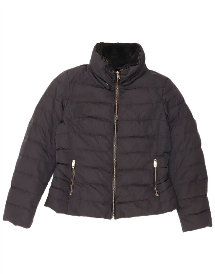 Женская стеганая куртка Zara UK 14, большая темно-синяя