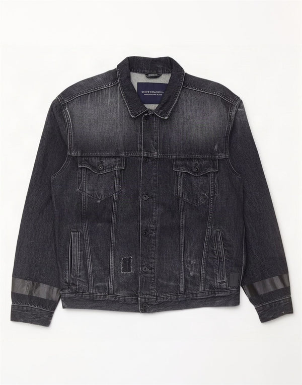 Мужская джинсовая куртка Scotch & Soda с графическим рисунком UK 44 2XL Серый хлопок
