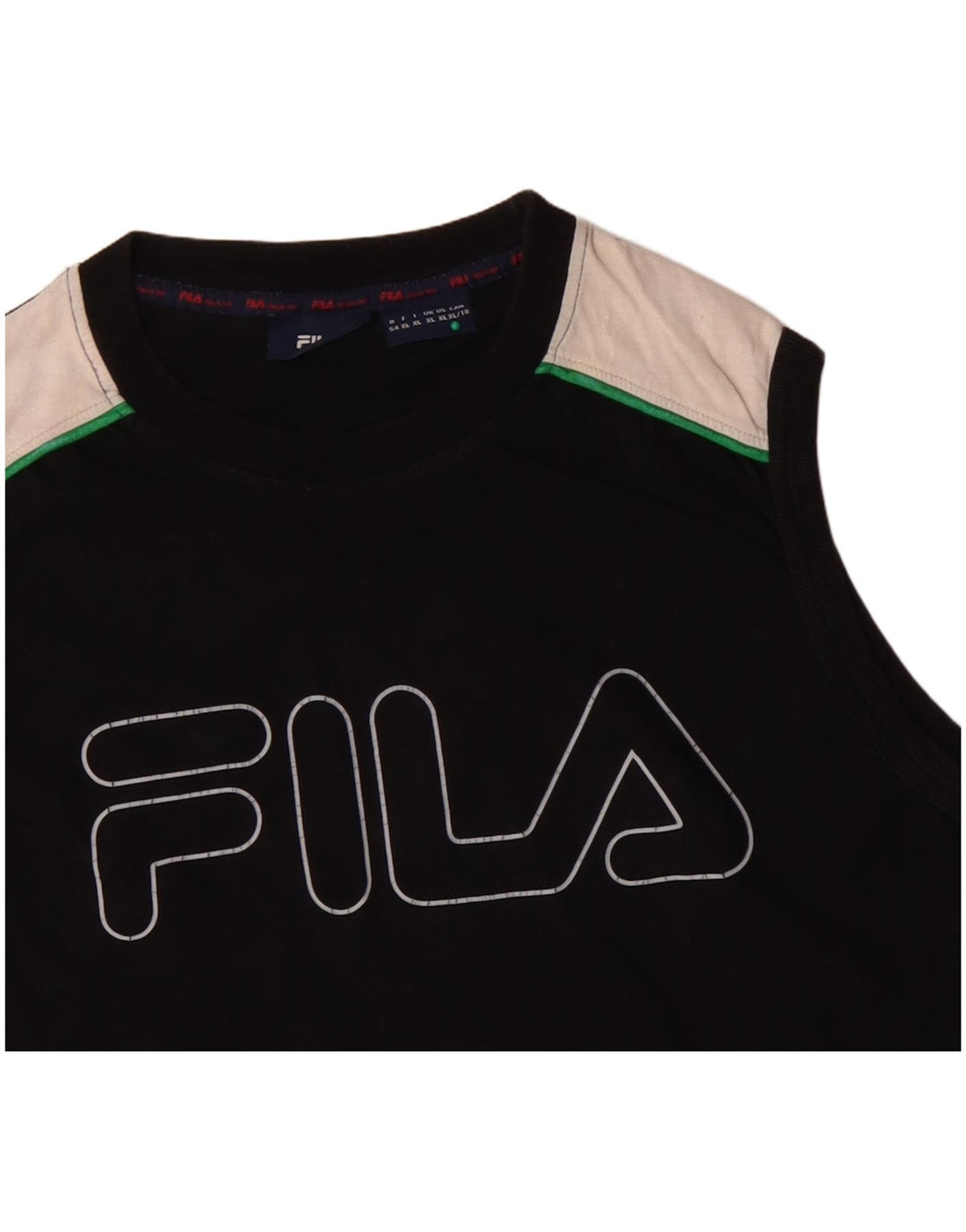 Мужской жилет с рисунком FILA XL, черный, хлопок с цветными блоками