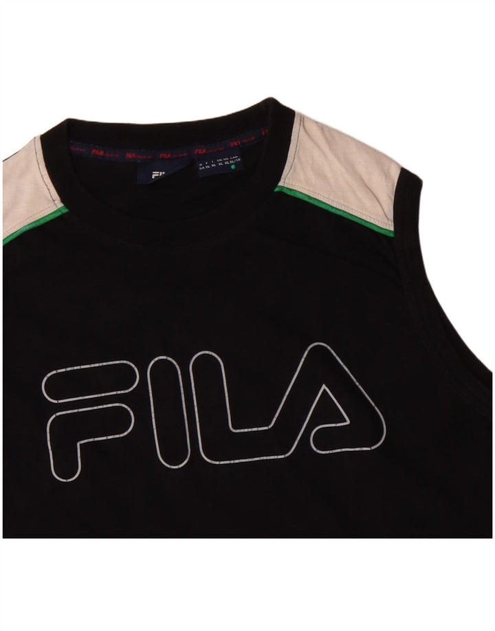 Мужской жилет с рисунком FILA XL, черный, хлопок с цветными блоками