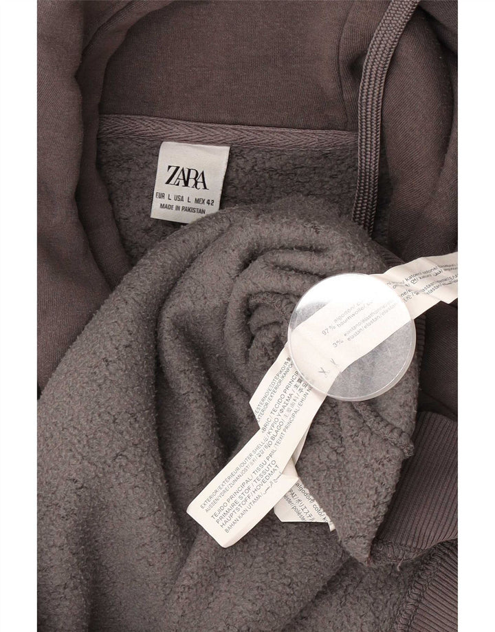 Мужской джемпер с капюшоном Zara, большой серый хлопок