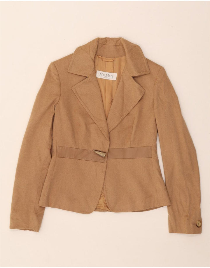 Женский пиджак на 1 пуговице Max Mara, Великобритания, 8, маленький, бежевый, из верблюжьей шерсти