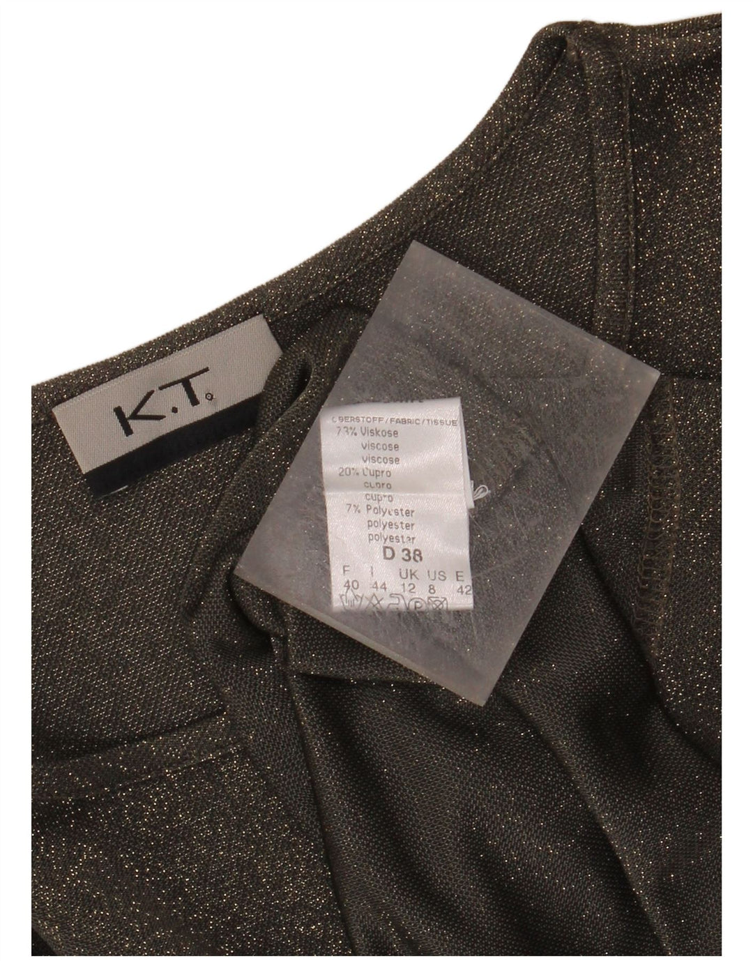 ВИНТАЖНЫЙ женский топ с длинным рукавом UK 12, средний зеленый вискоза с крапинками