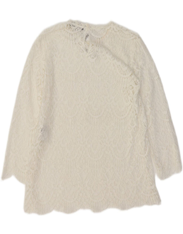 Женская блузка ZARA Top UK 12, средний белый хлопок, белый цвет