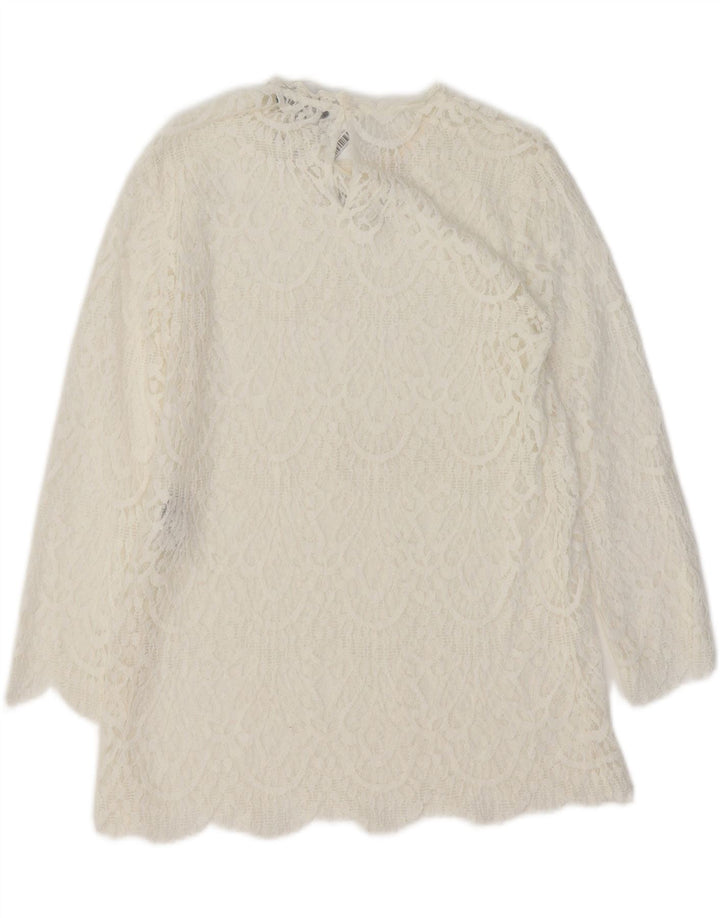 Женская блузка ZARA Top UK 12, средний белый хлопок, белый цвет