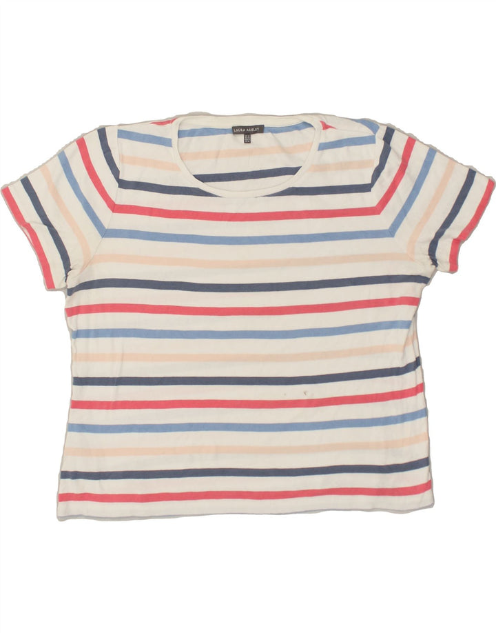 LAURA ASHLEY Womens T-Shirt Top UK 18 XL  Multicoloured Striped Cotton | Vintage Laura Ashley | Thrift | Second-Hand Laura Ashley | Used Clothing | Messina Hembry 