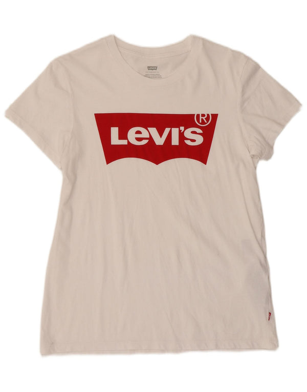 Женская футболка с рисунком LEVI'S Top UK 10, маленькая, белый хлопок
