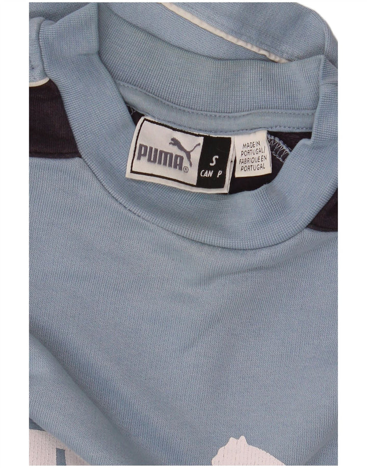PUMA Mens Graphic Sweatshirt Jumper Small Blue Colourblock
