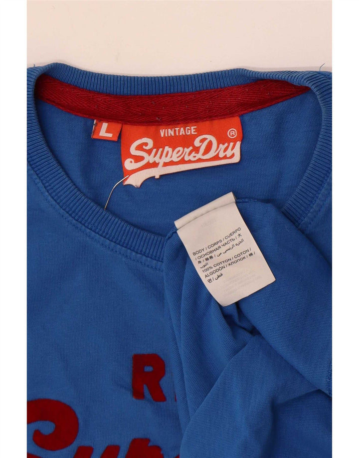 Мужская футболка с рисунком Superdry, большой синий хлопок