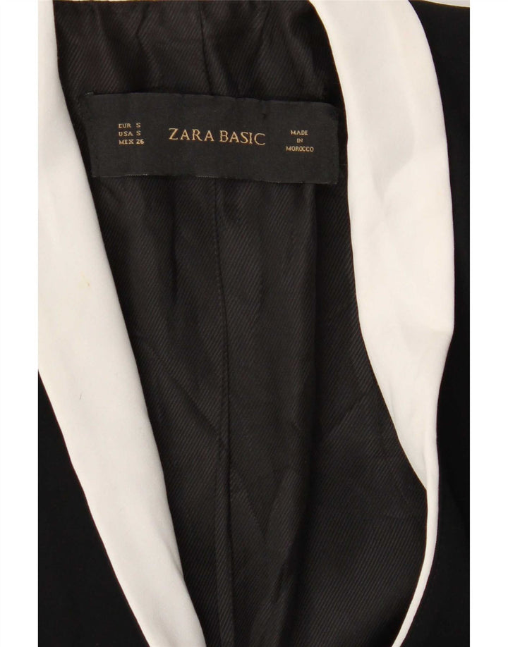 Женский пиджак Zara на 1 пуговице UK 10, маленький черный полиэстер с цветными блоками