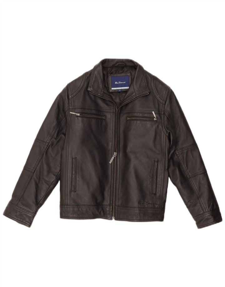Кожаная куртка Ben Sherman для мальчиков 9-10 лет, маленькая черная кожаная