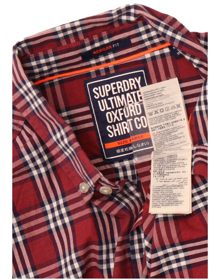SUPERDRY Мужская рубашка стандартного кроя, большая хлопковая бордовая клетка