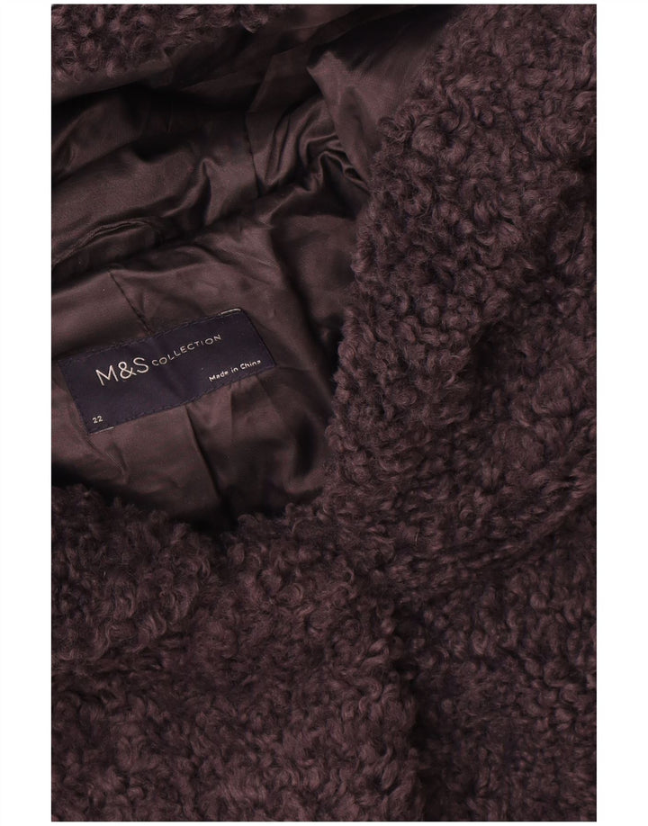Женская флисовая куртка с капюшоном Marks & Spencer UK 22 3XL Темно-синий полиэстер