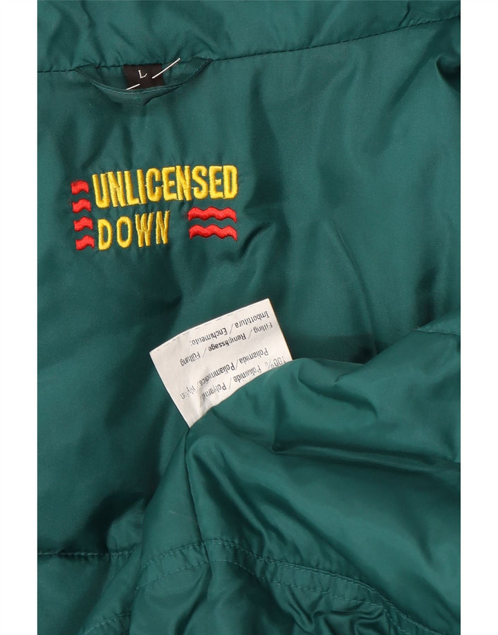 Винтажная мужская стеганая куртка с капюшоном UK 40, большая темно-синяя с цветными блоками