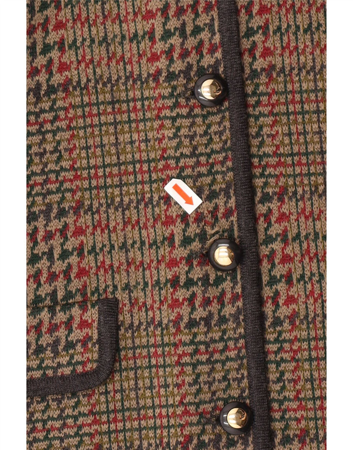 STIZZOLI Женский вязаный пиджак на 6 пуговицах IT 48 XL Коричневый с узором «гусиные лапки»