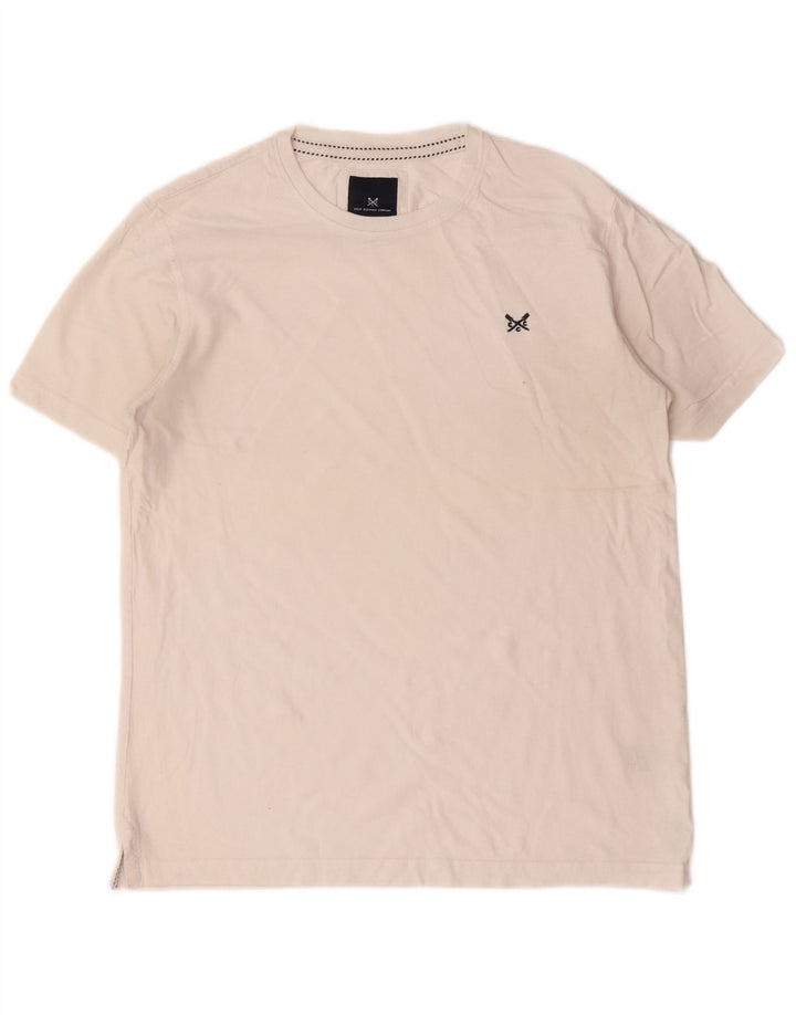 Crew Clothing Мужская футболка из белого хлопка среднего размера