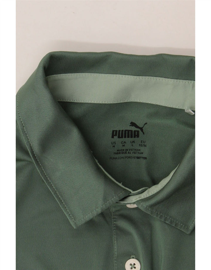 Мужская рубашка-поло PUMA в зеленую полоску среднего размера