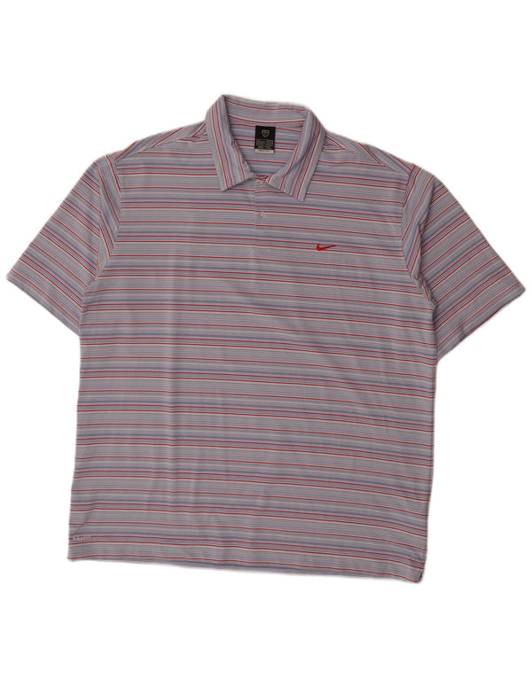 Мужская рубашка-поло Nike UK 45/47 XL, полиэстер в синюю полоску
