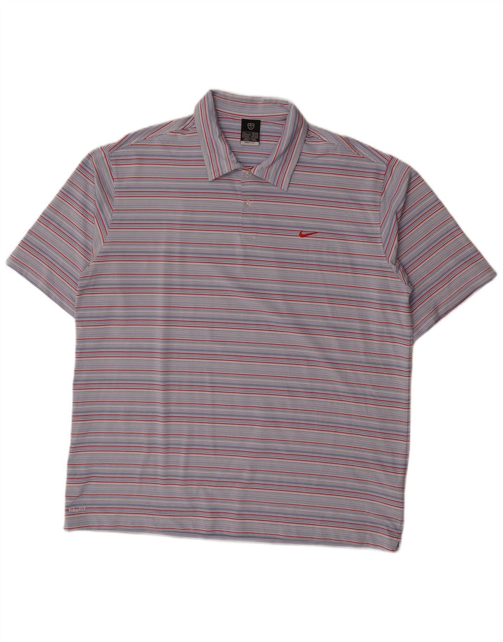 Мужская рубашка-поло Nike UK 45/47 XL, полиэстер в синюю полоску