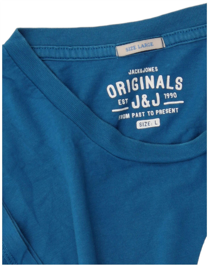 JACK & JONES Mens Graphic T-Shirt Top Large Blue