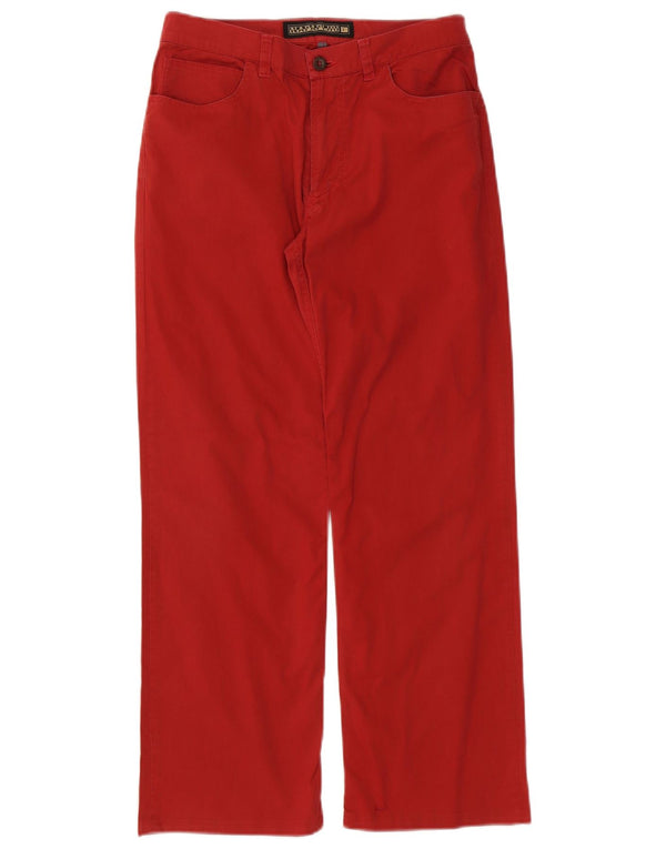 Napapijri Womens Straight Casual Trousers IT 44 Medium W28 L27 Red Cotton
