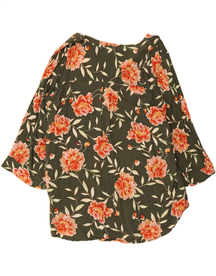 TORRID Womens Harper Oversized Blouse Top US 4 Small Khaki Floral Vintage Torrid and Second-Hand Torrid from Messina Hembry 