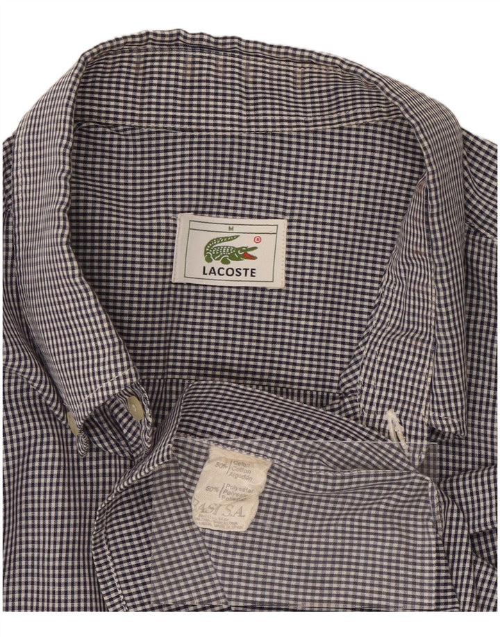 LACOSTE Мужская рубашка с коротким рукавом среднего цвета, темно-синяя, в мелкую клетку, хлопок