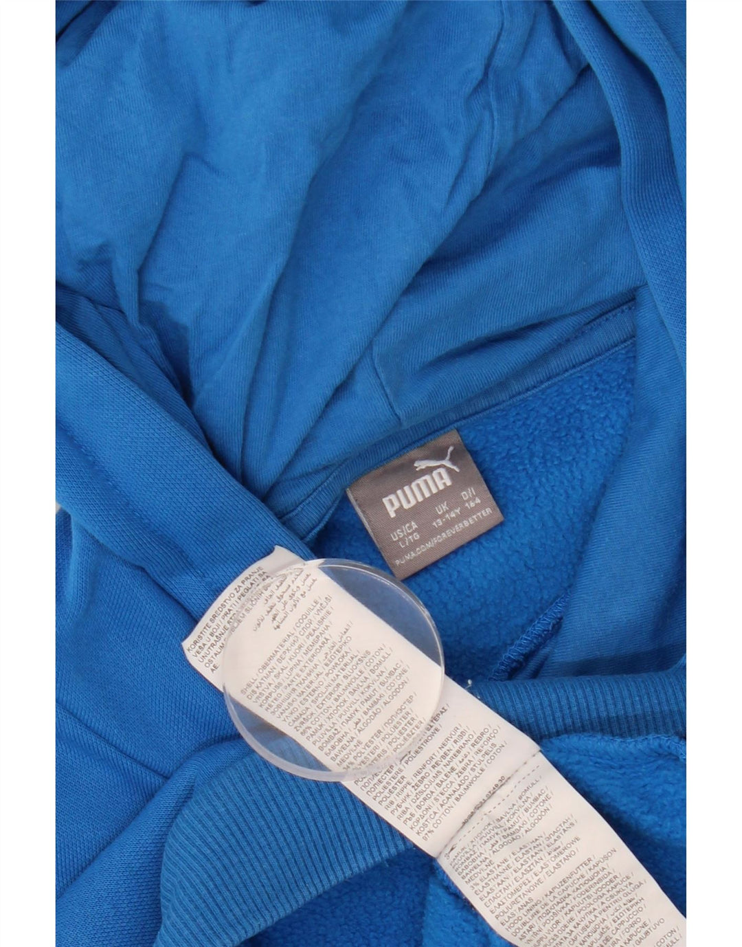 Толстовка с рисунком PUMA для девочек 13–14 лет, синий хлопок