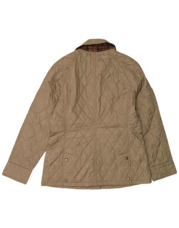 Barbour Womens Quilted Jacket UK 12 Medium Beige Polyamide