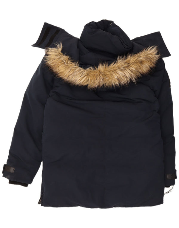 Мужская стеганая куртка с капюшоном Superdry UK 40, большой темно-синий полиэстер