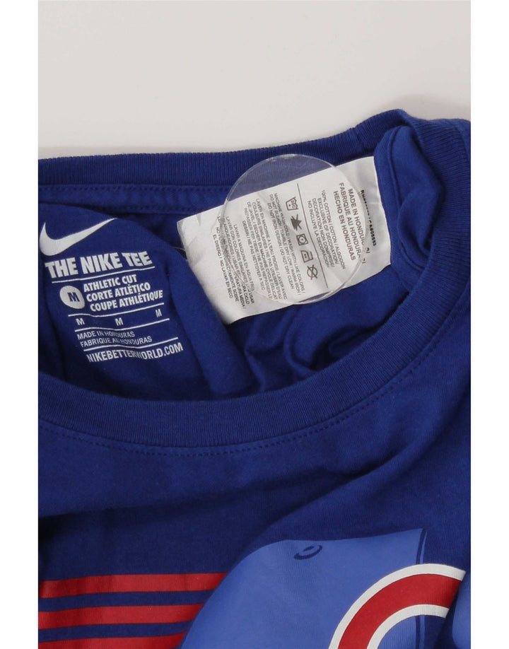 Мужская футболка с рисунком Nike Chicago Cubs, хлопковый топ среднего синего цвета