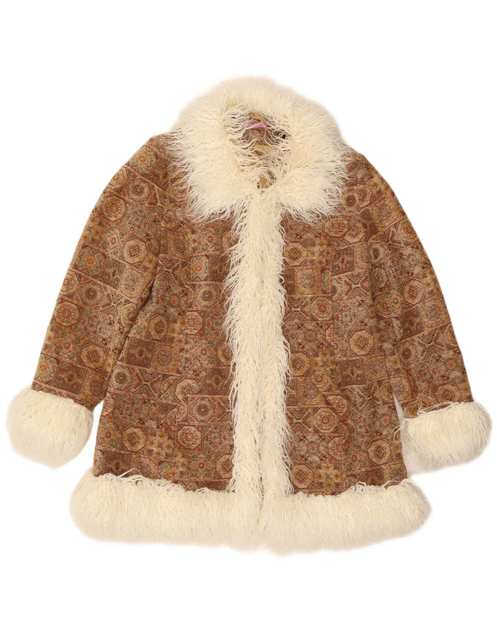Женское пальто Joe Browns UK 18 XL, коричневое полиэстер с геометрическим рисунком