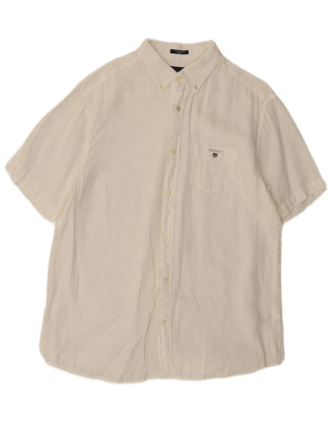 Мужская рубашка стандартного кроя с коротким рукавом Gant XL, белая льняная ткань