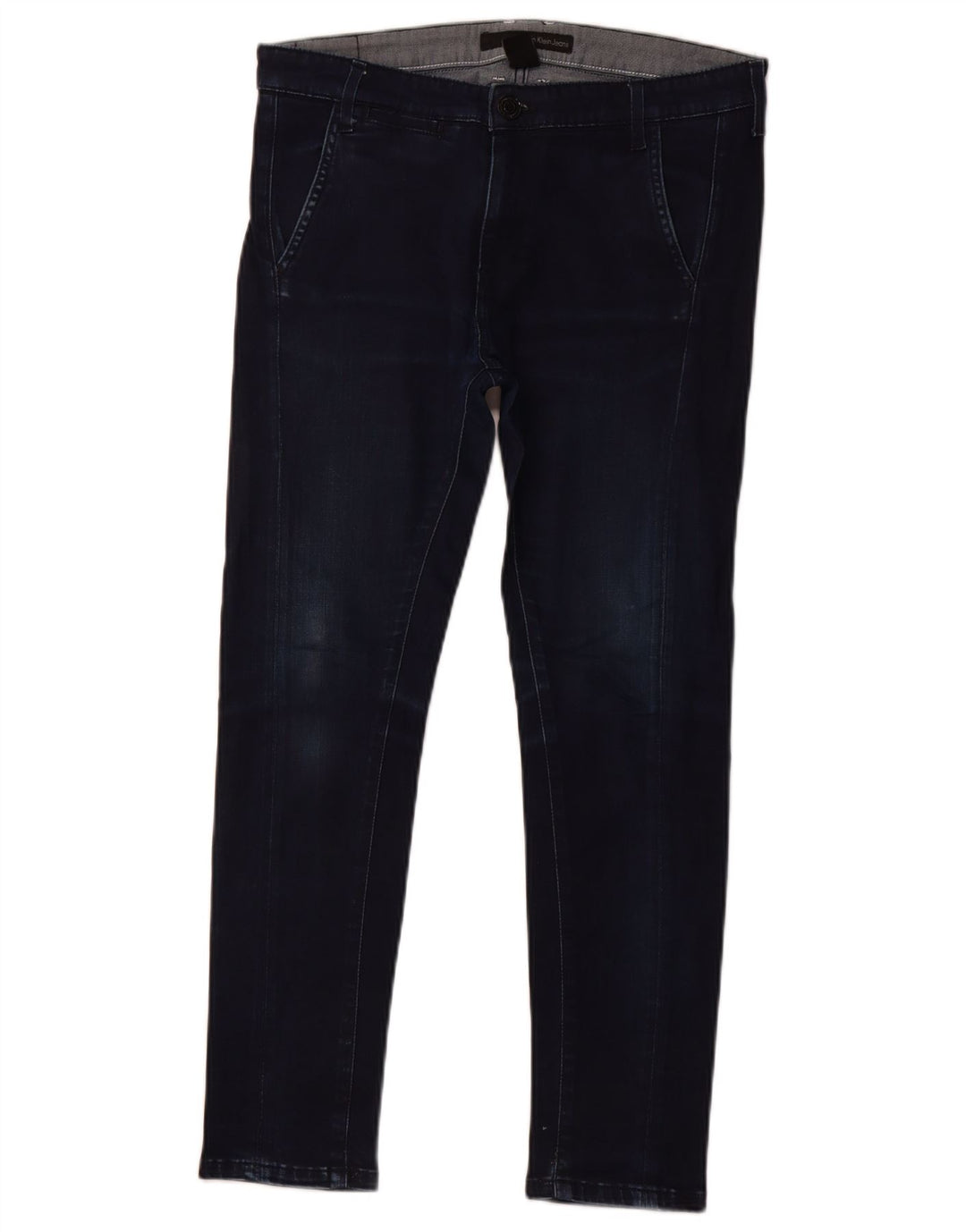 Женские укороченные джинсы с напуском Calvin Klein W26 L25 Темно-синие