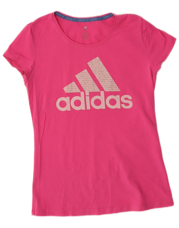 Женская футболка Adidas Climalite с рисунком Top UK 12, средний розовый