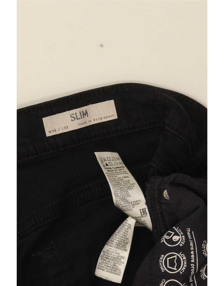 Мужские узкие джинсы Marks & Spencer W36 L33, черный хлопок