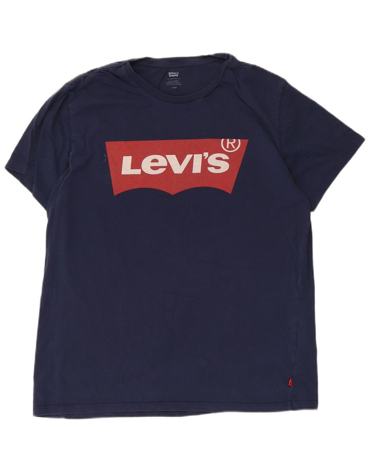 Мужская футболка с рисунком Levi's, большой размер, темно-синий, хлопок