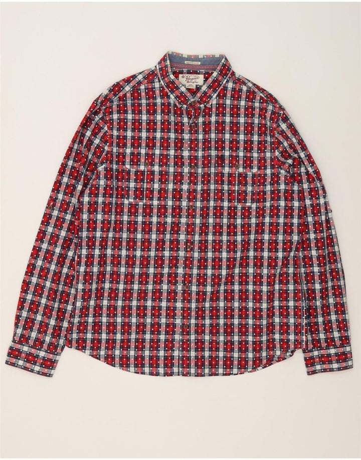 Мужская рубашка приталенного кроя Penguin Heritage, 2XL, хлопковая красная клетка