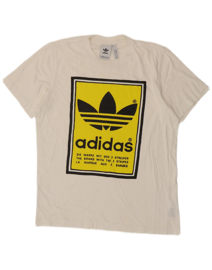 Мужская футболка ADIDAS с рисунком, средний размер, белый хлопок, хлопок