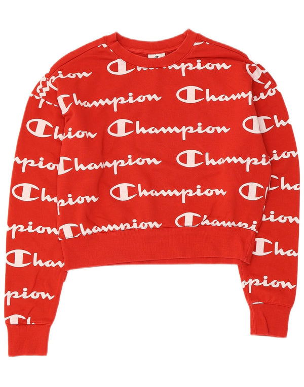 Женский укороченный свитшот оверсайз с рисунком Champion UK 6 XS, красный хлопок